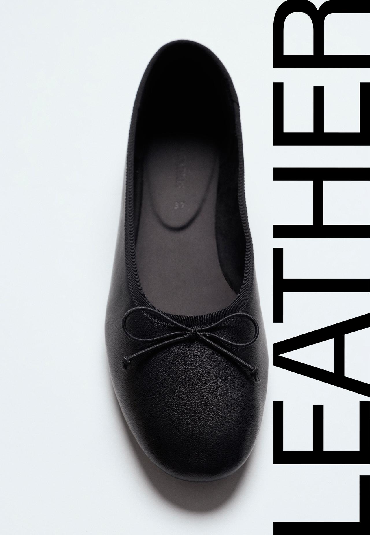 Extra-flexible leather ballet flats — BLACK