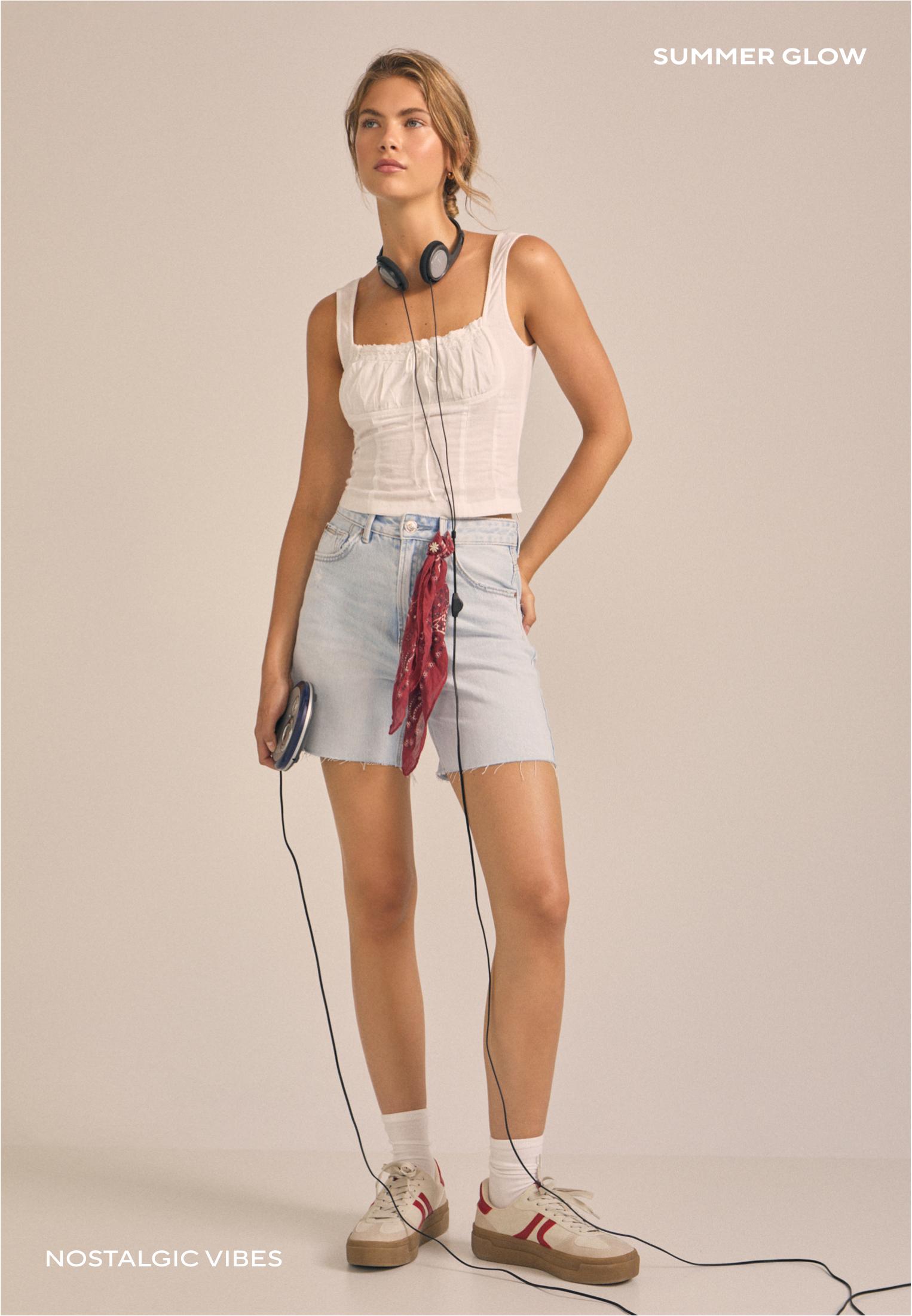 D93 Longline shorts — MEDIUM LIGHT BLUE DENIM