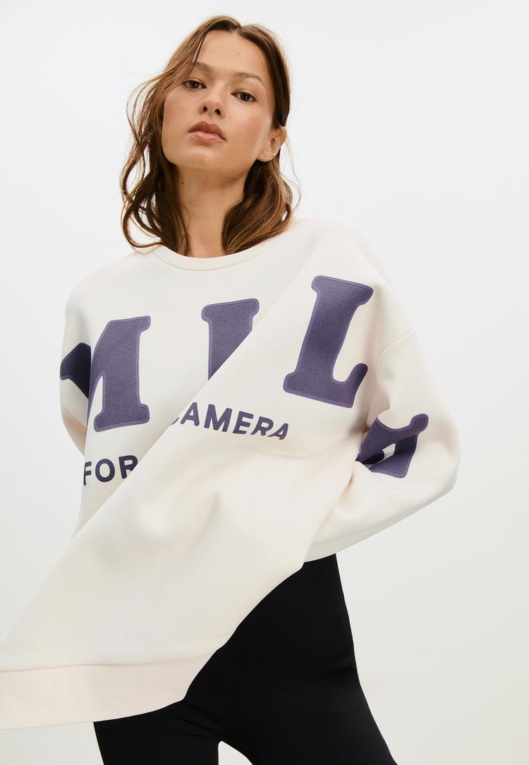 smile print oversize sweatshirt