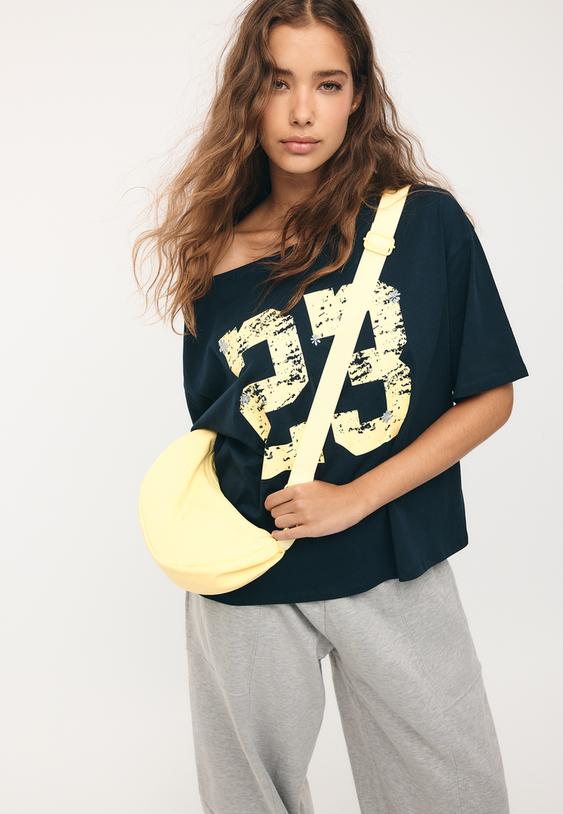 Stradivarius Fabric Moon Crossbody Bag Lime Os