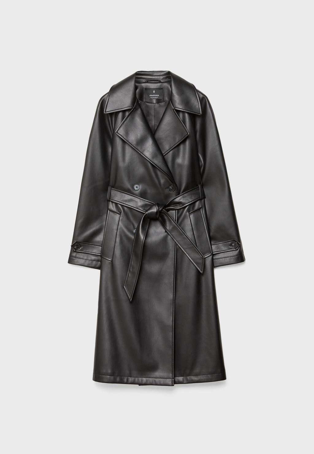 Trench largo efecto piel