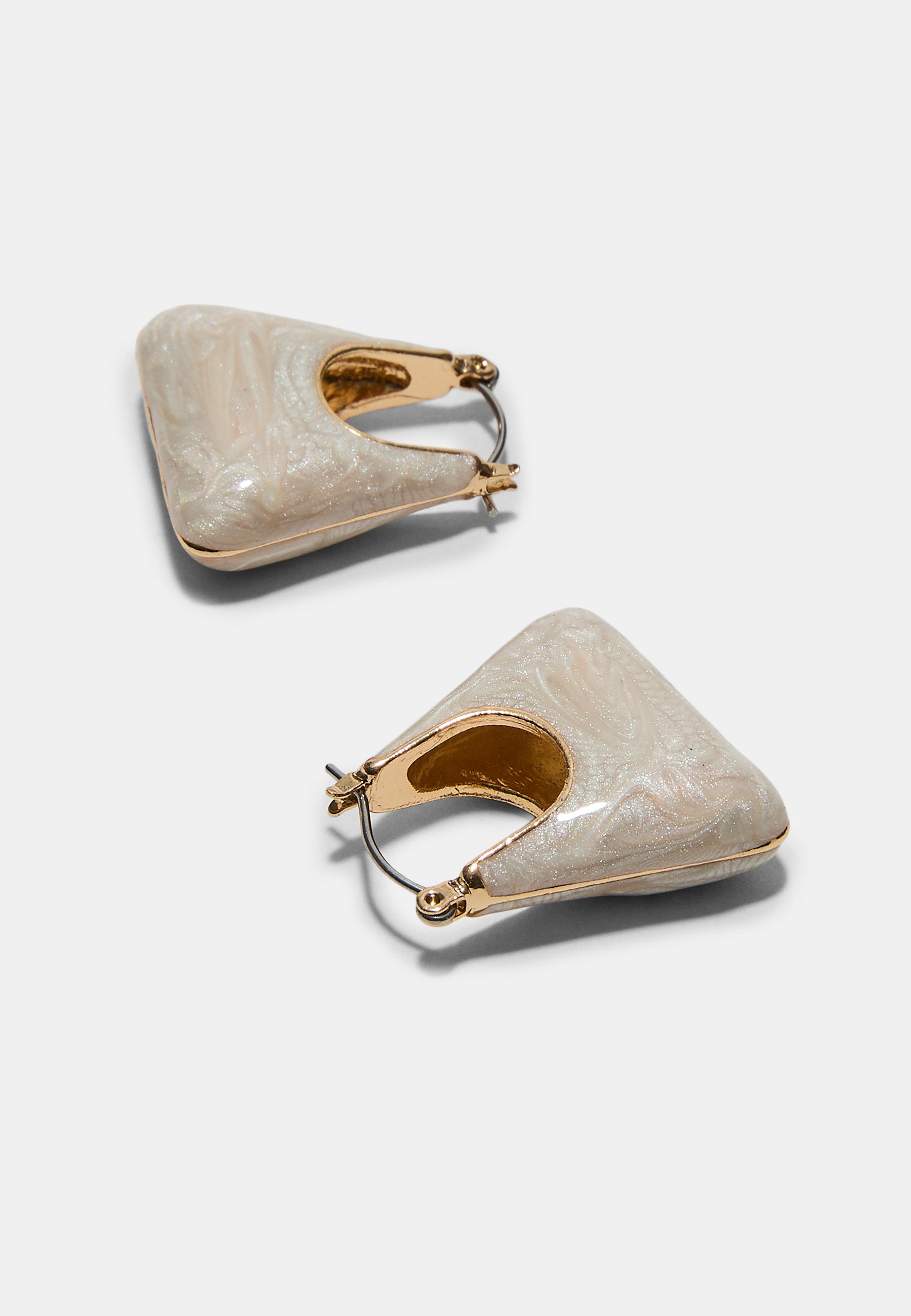 Set of 2 enamel hoop earrings — Gold