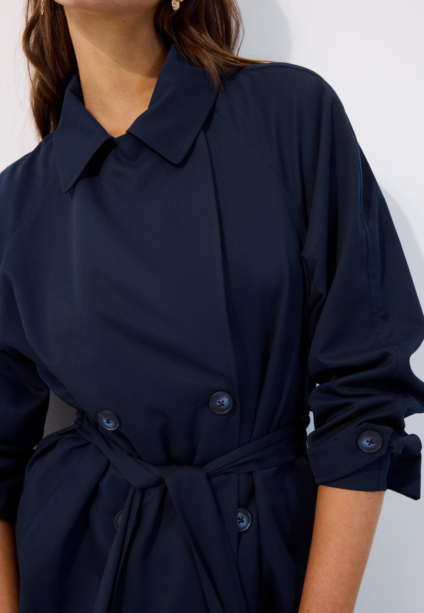 Short flowing belted trench coat — Blue