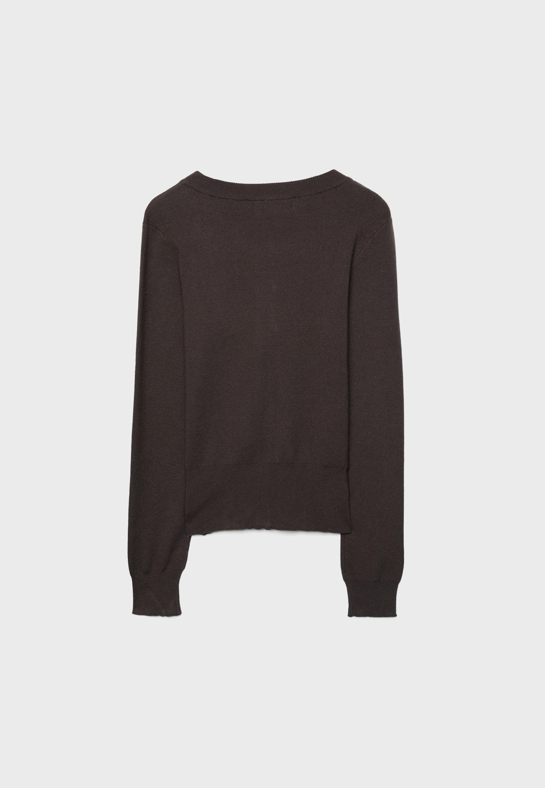 Button-up knit cardigan — Brown