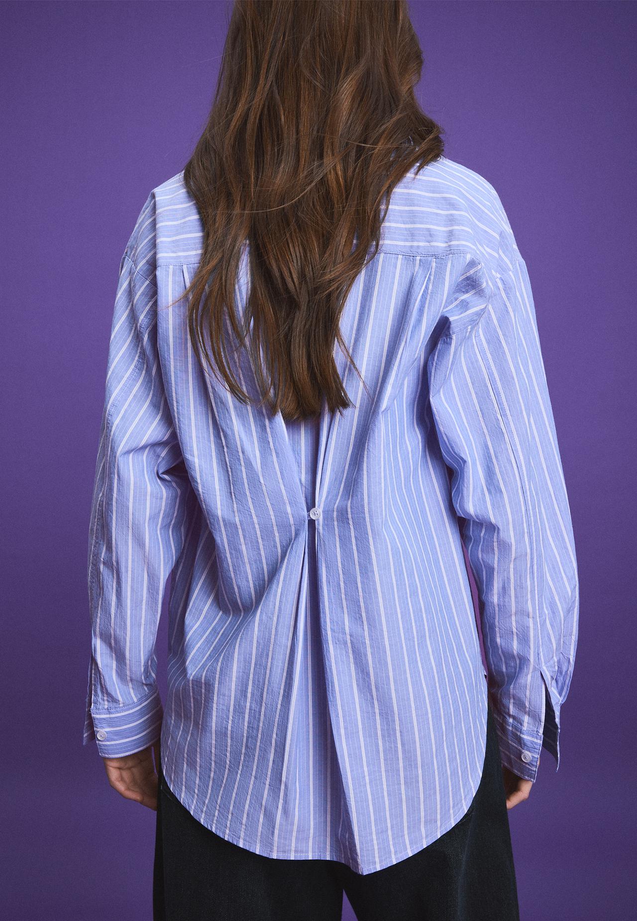 Regular fit adjustable poplin shirt — Sky blue