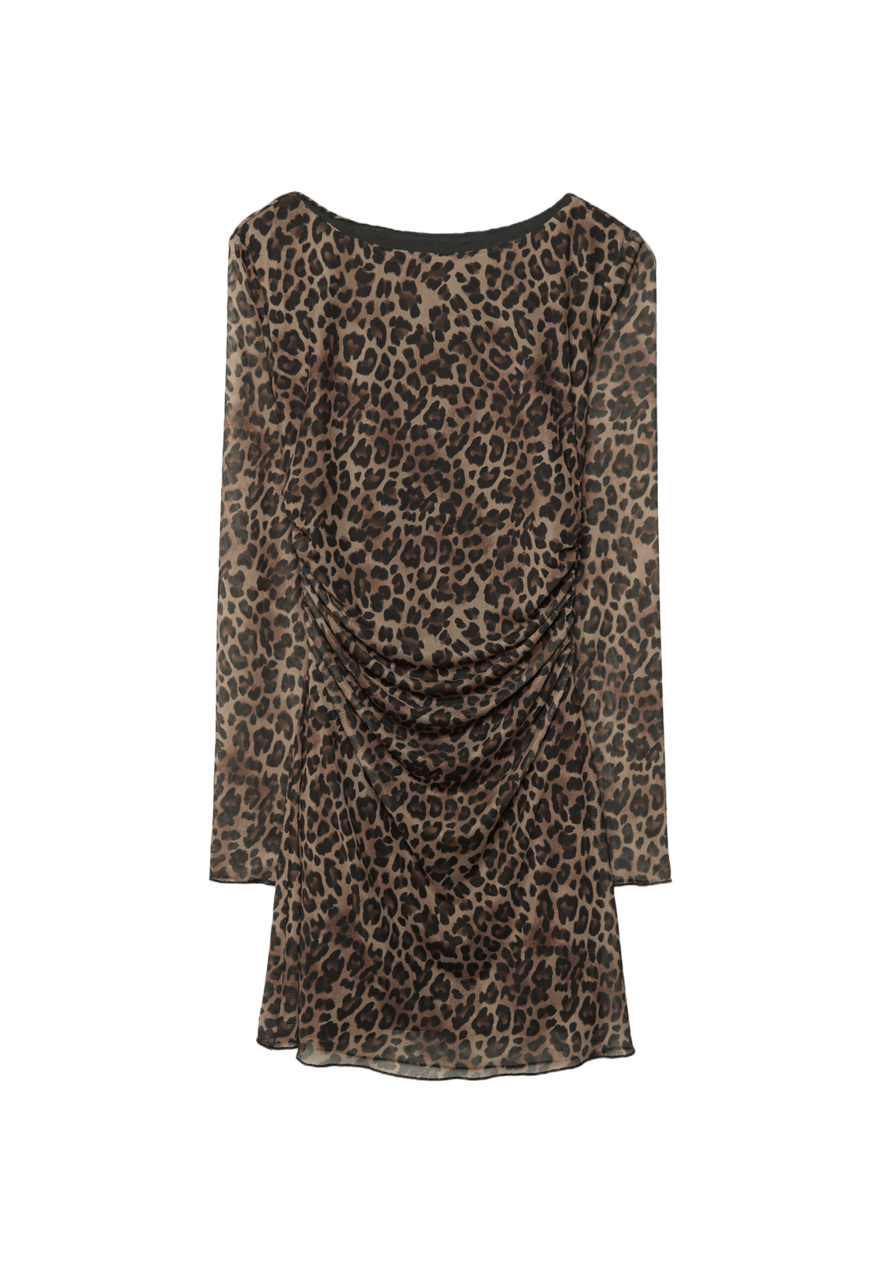Short printed tulle dress — Mid beige