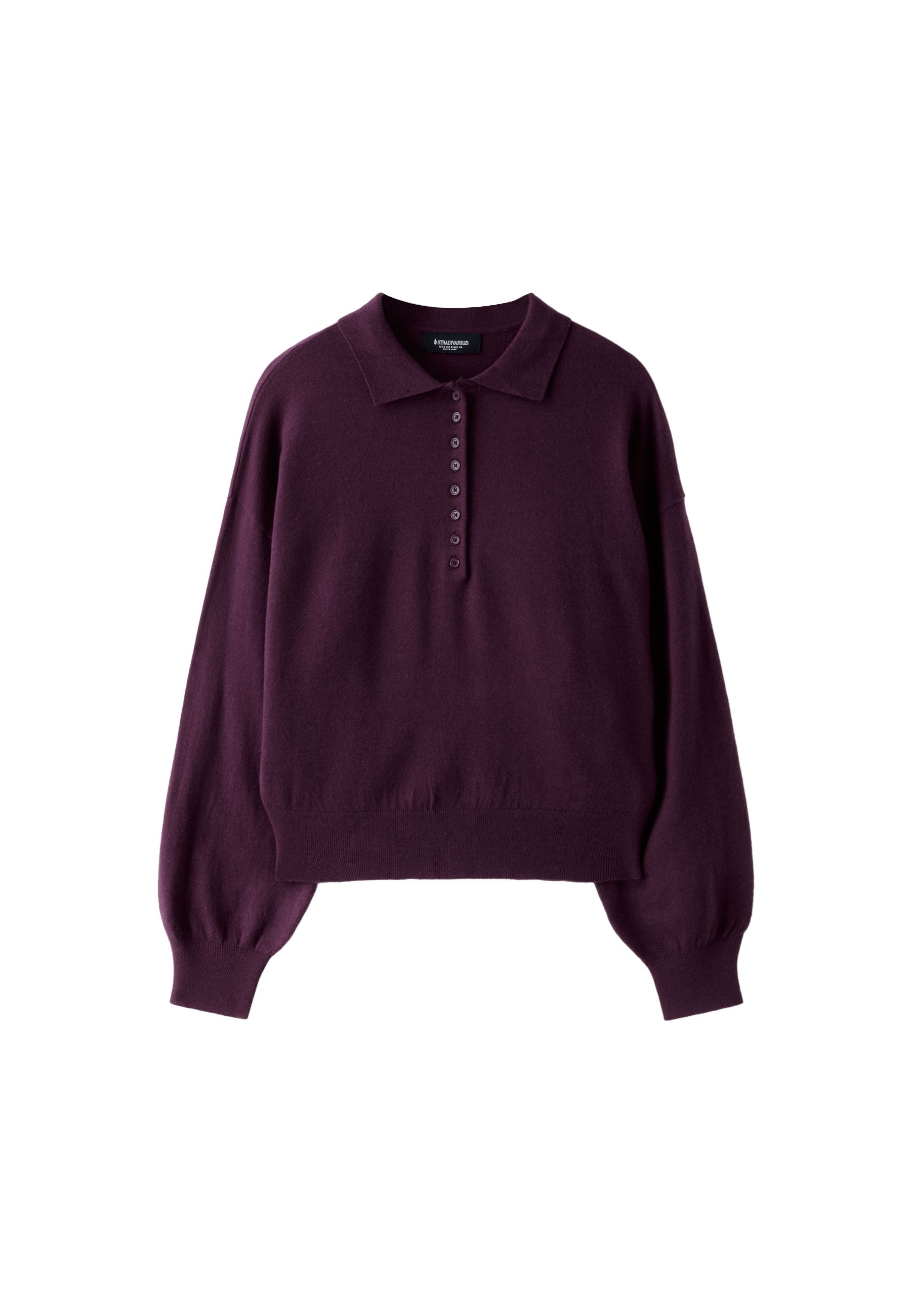Polo collar knit sweater — Dark purple