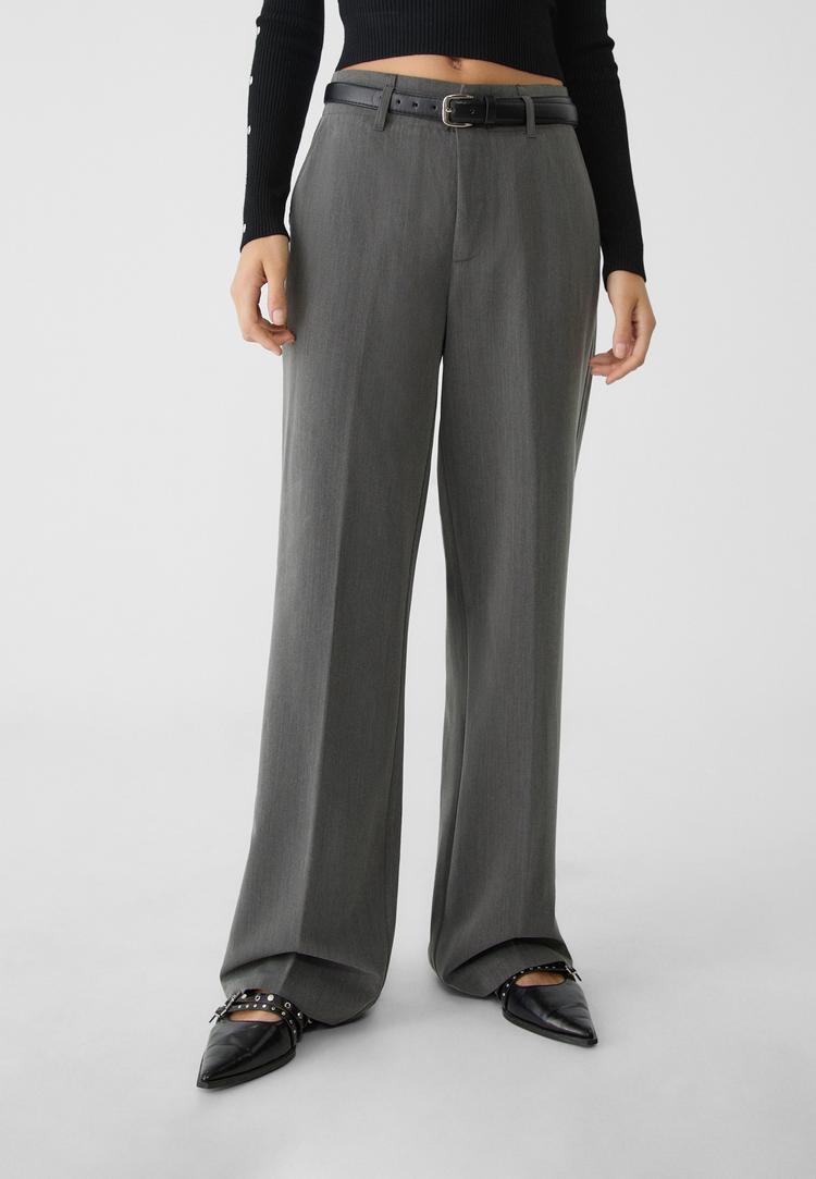pantalon fluido recto vestir cinturon