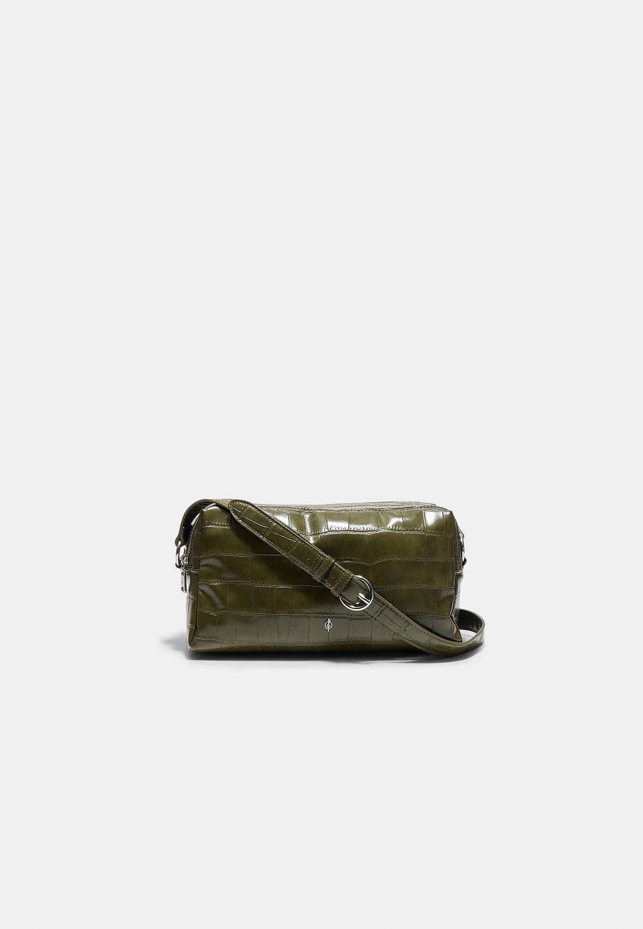 Coconut-effect rectangular crossbody bag — Khaki