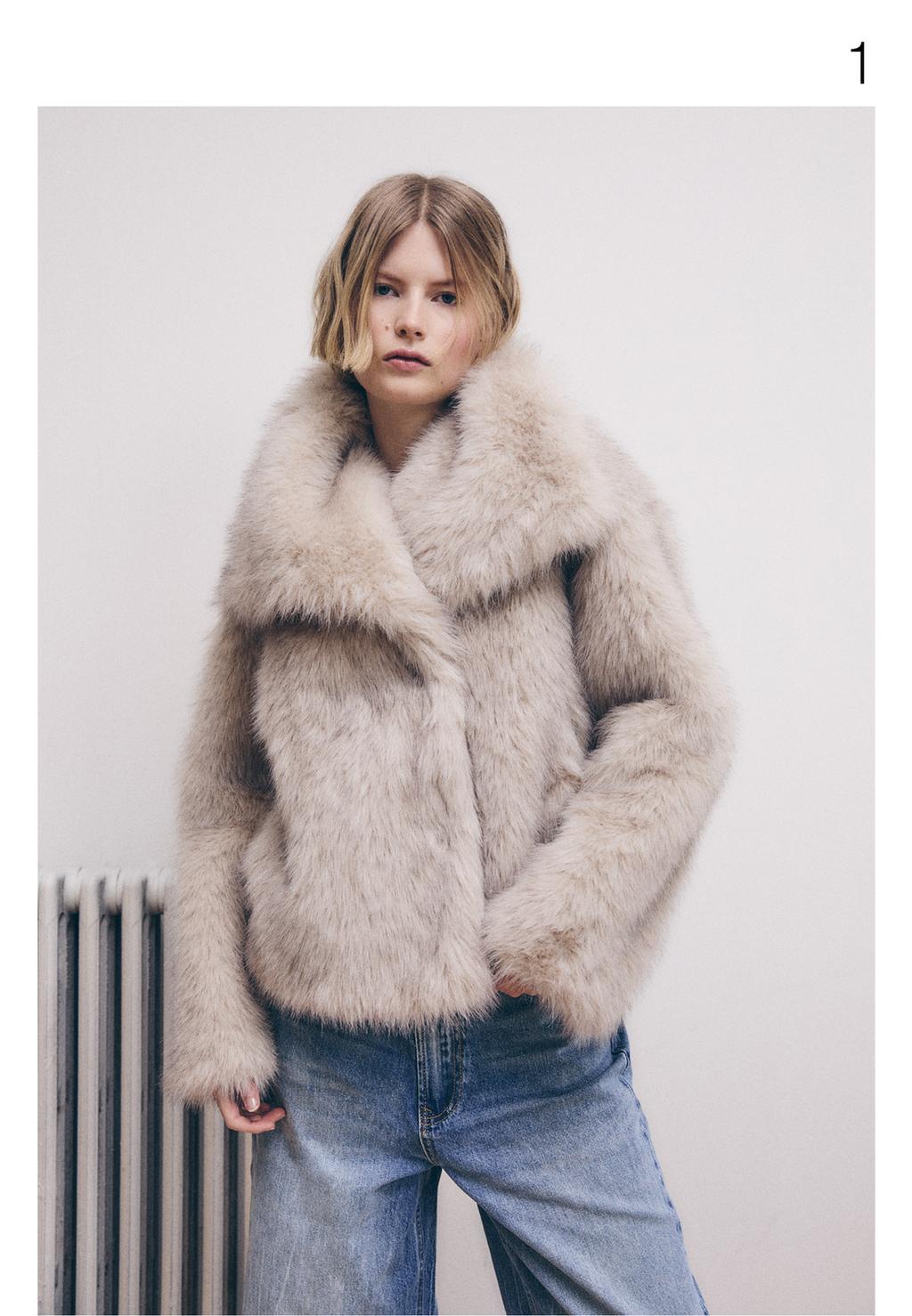 Cazadora corta efecto pelo