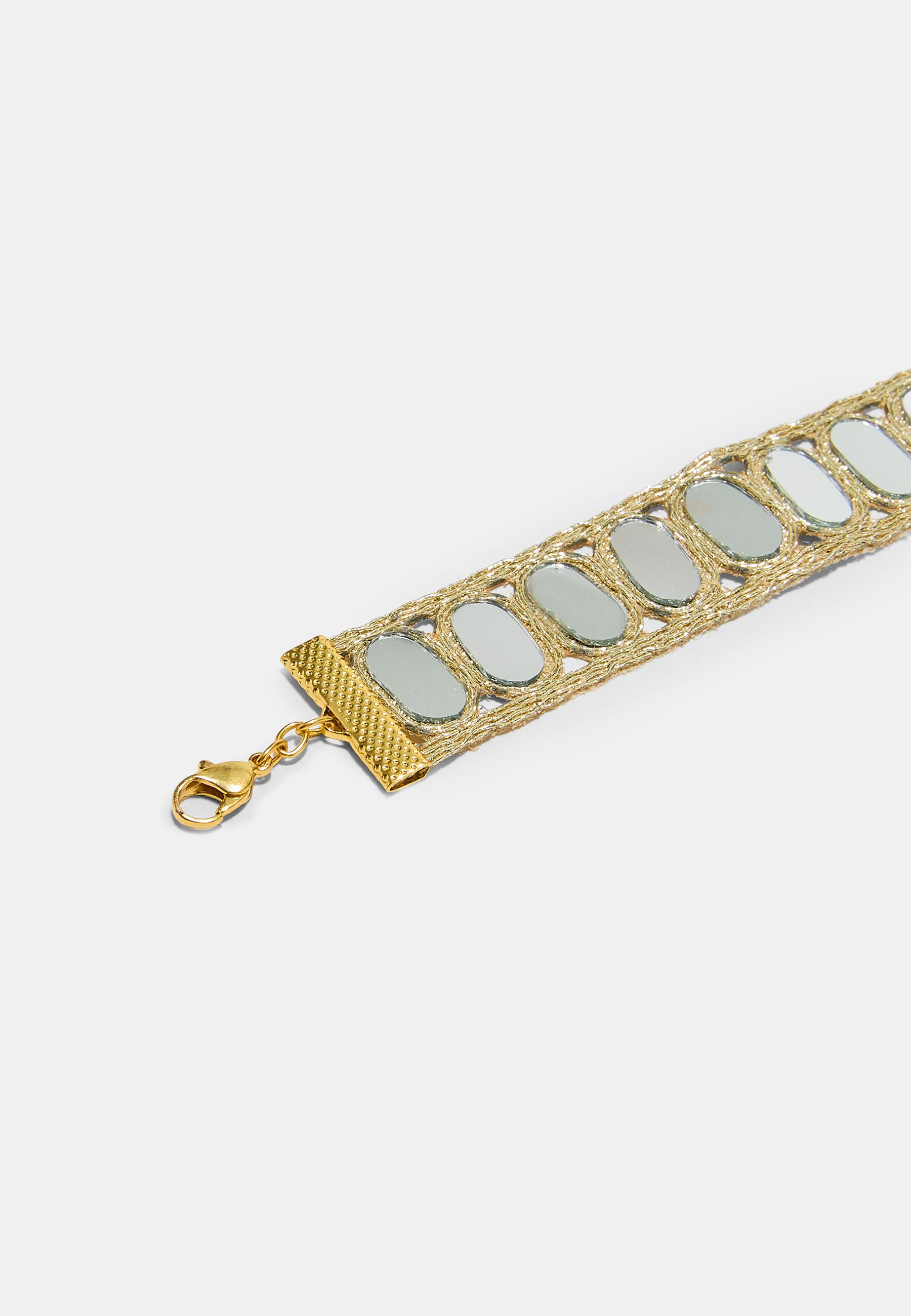 Choker necklace with mini mirrors — Gold