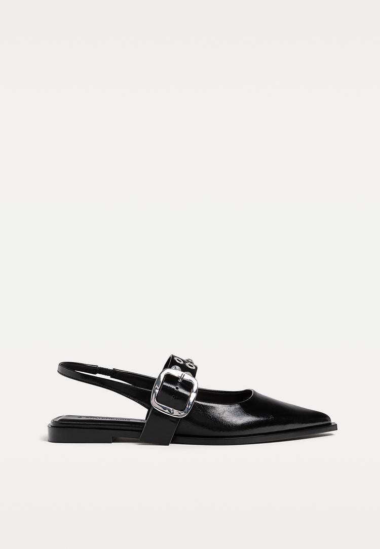 zapatos planos destalonados hebilla