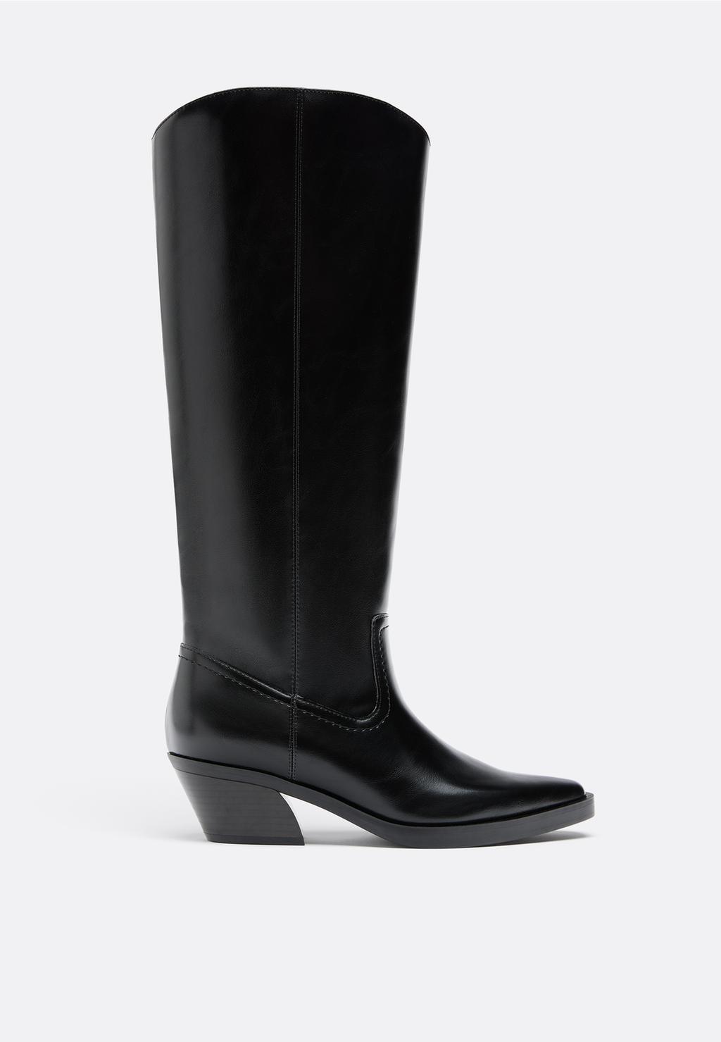 Botas cow caña lisa negras