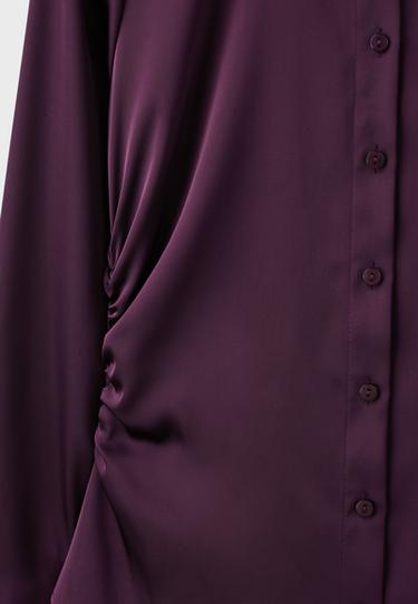 Gathered sateen shirt — Purple 9