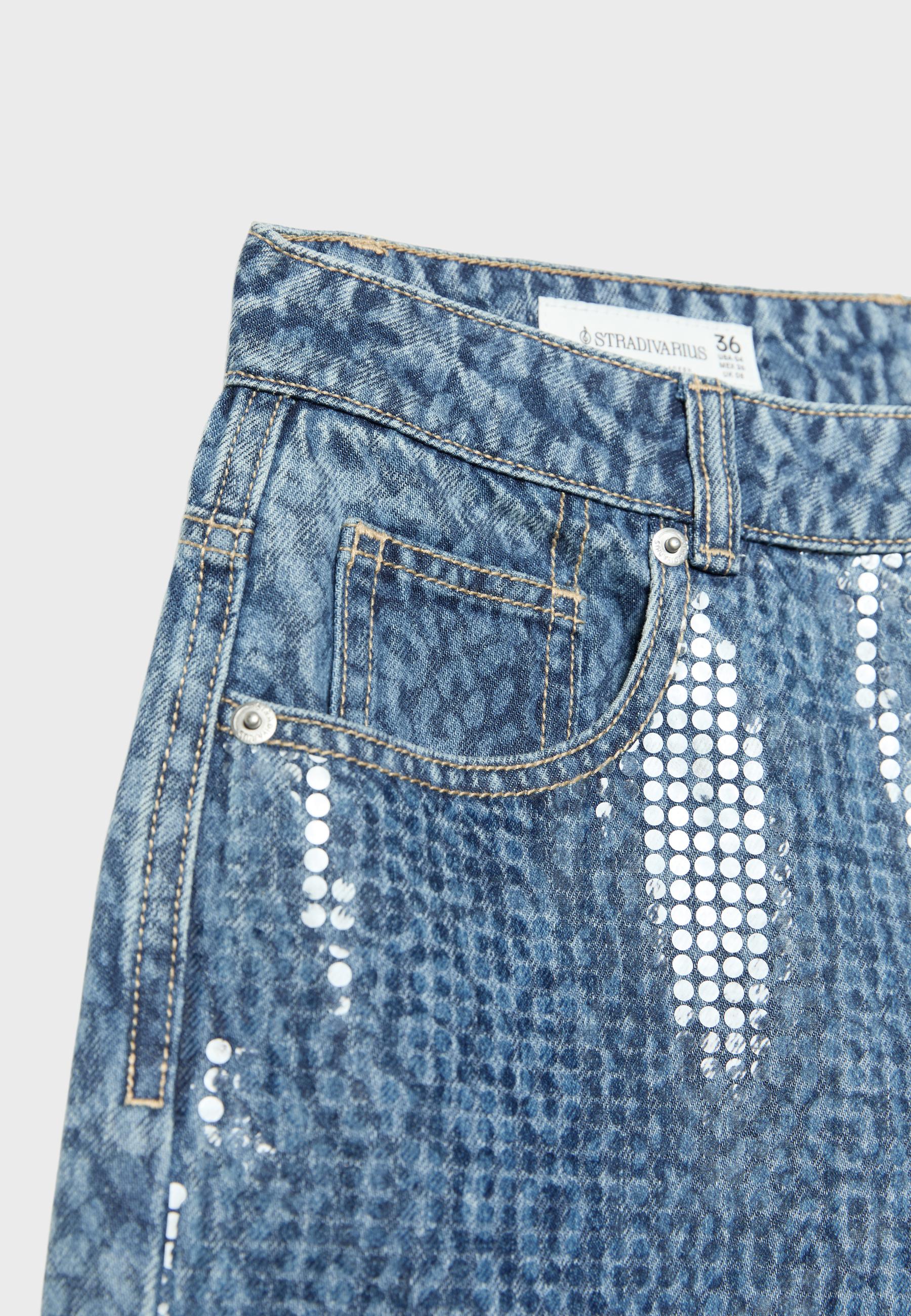 Leopar parlak straight fit jean - Görsel 8