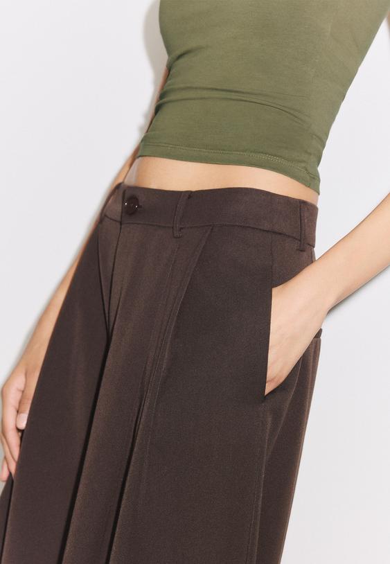 wideleg tailored trousers with darts