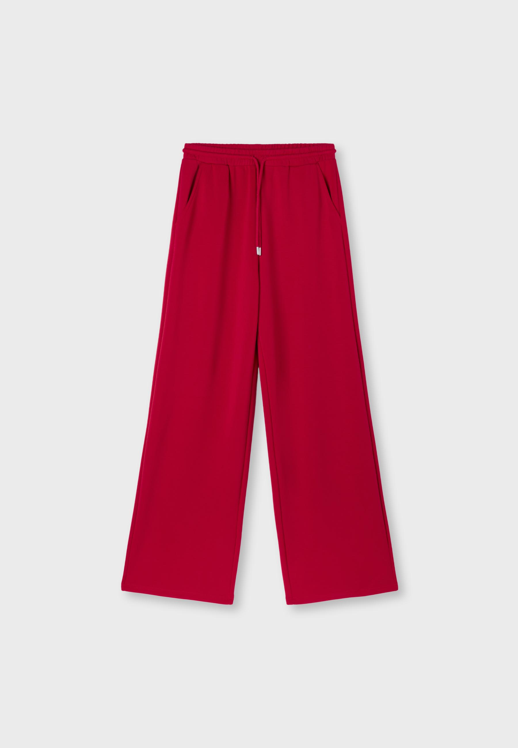 Soft-touch palazzo joggers — Red