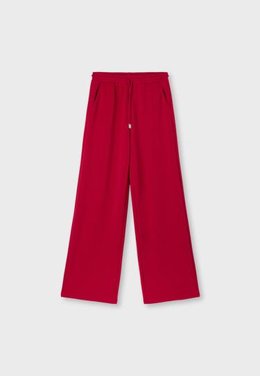 Soft-touch palazzo jogger trousers — Red 7
