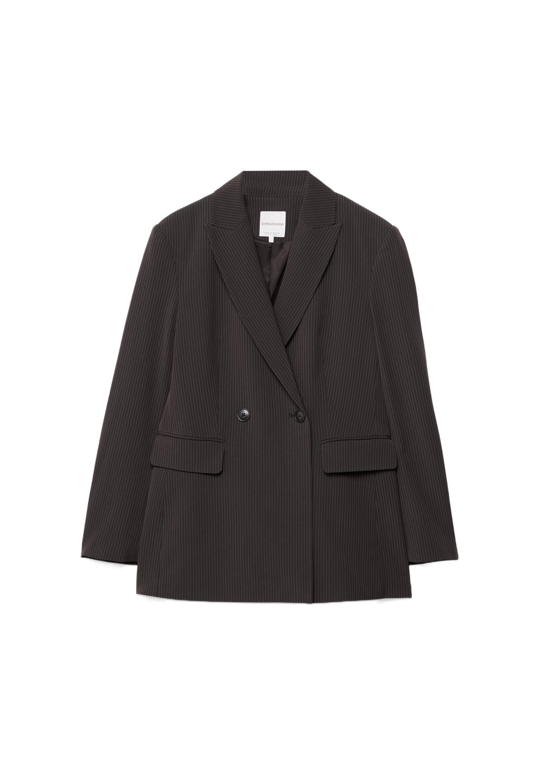 Striped fitted blazer — Brown