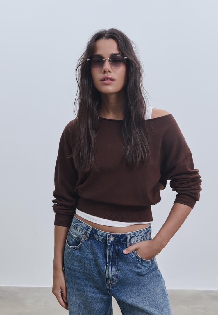 tricot trui met boothals