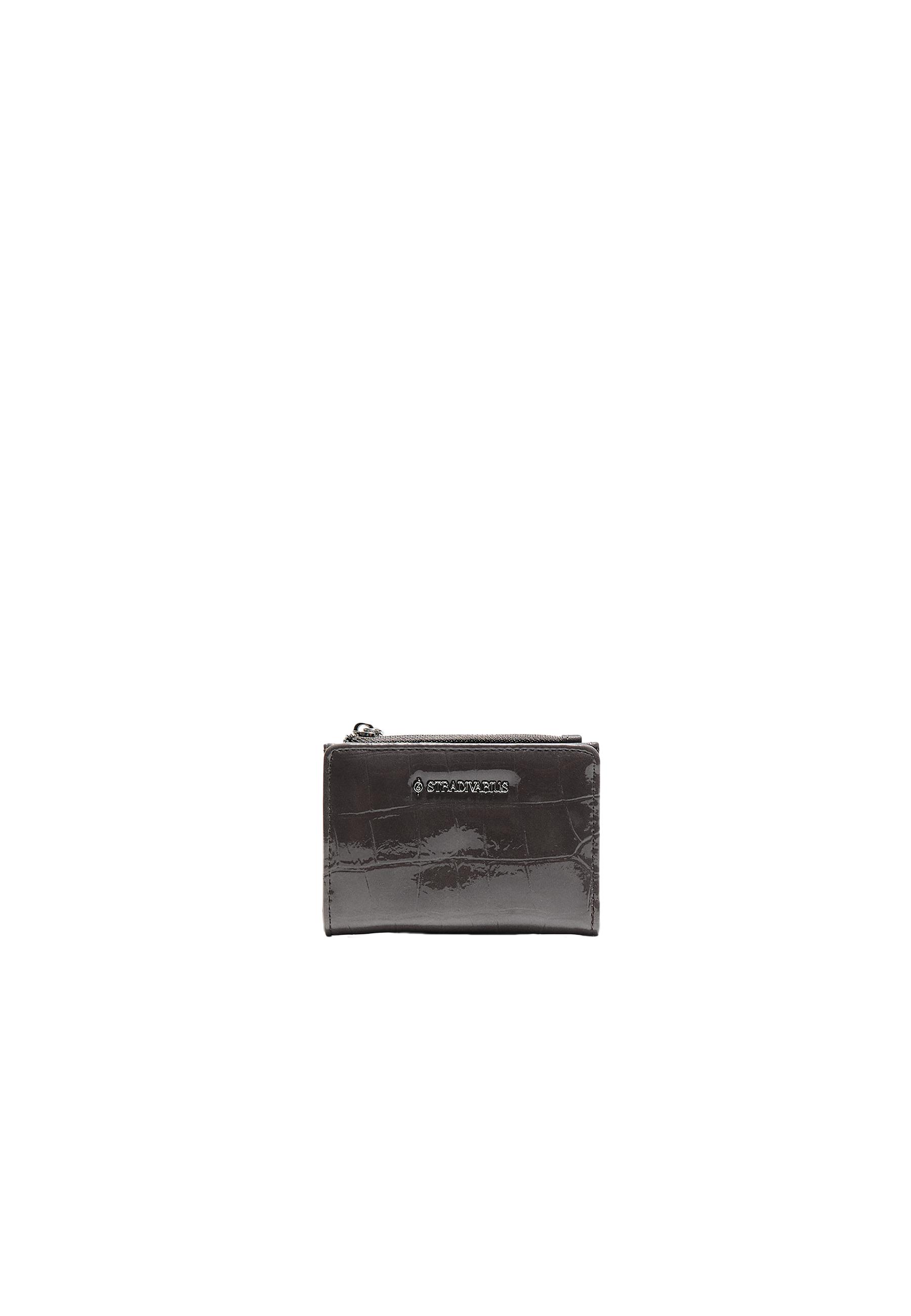 Mock croc card holder purse — Dark grey