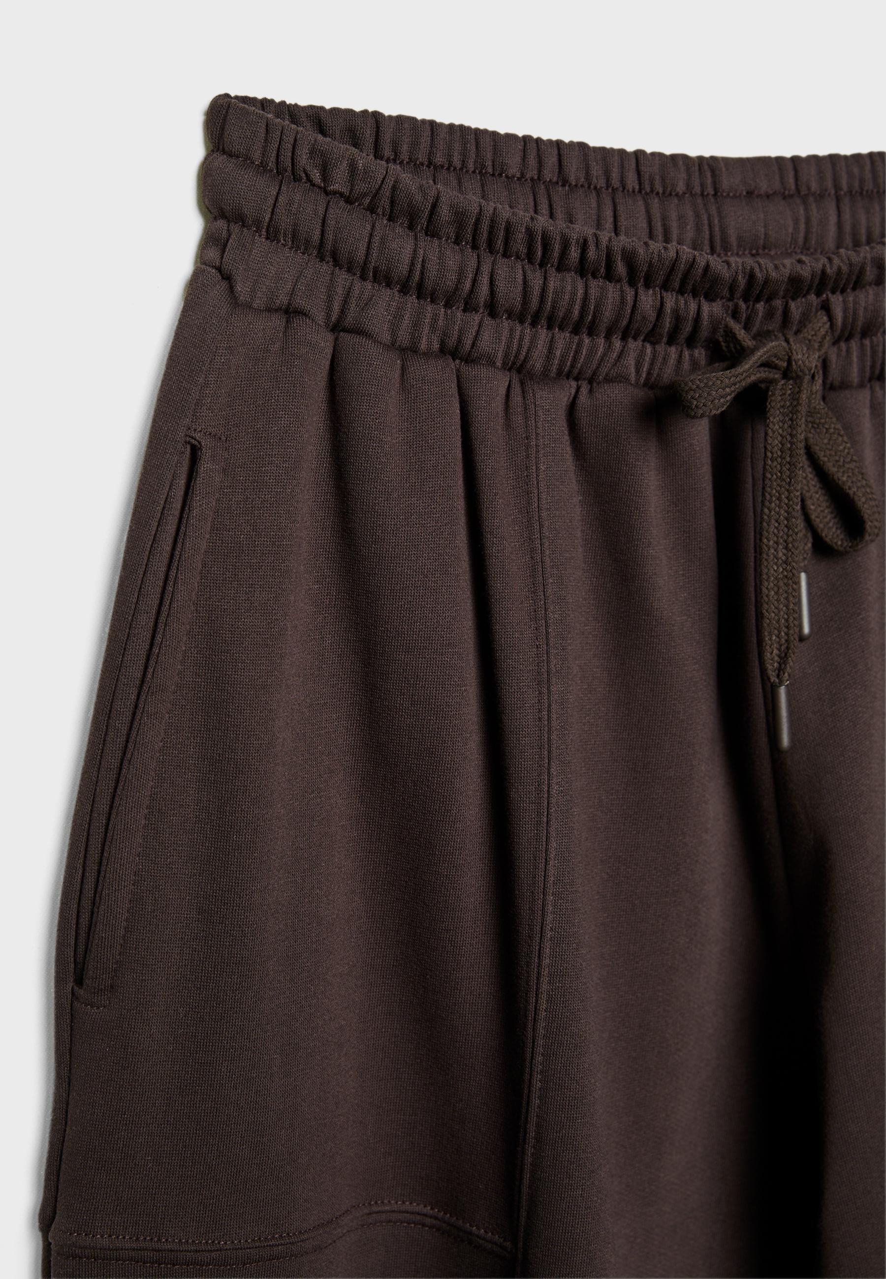 Plush balloon jogger trousers — Brown