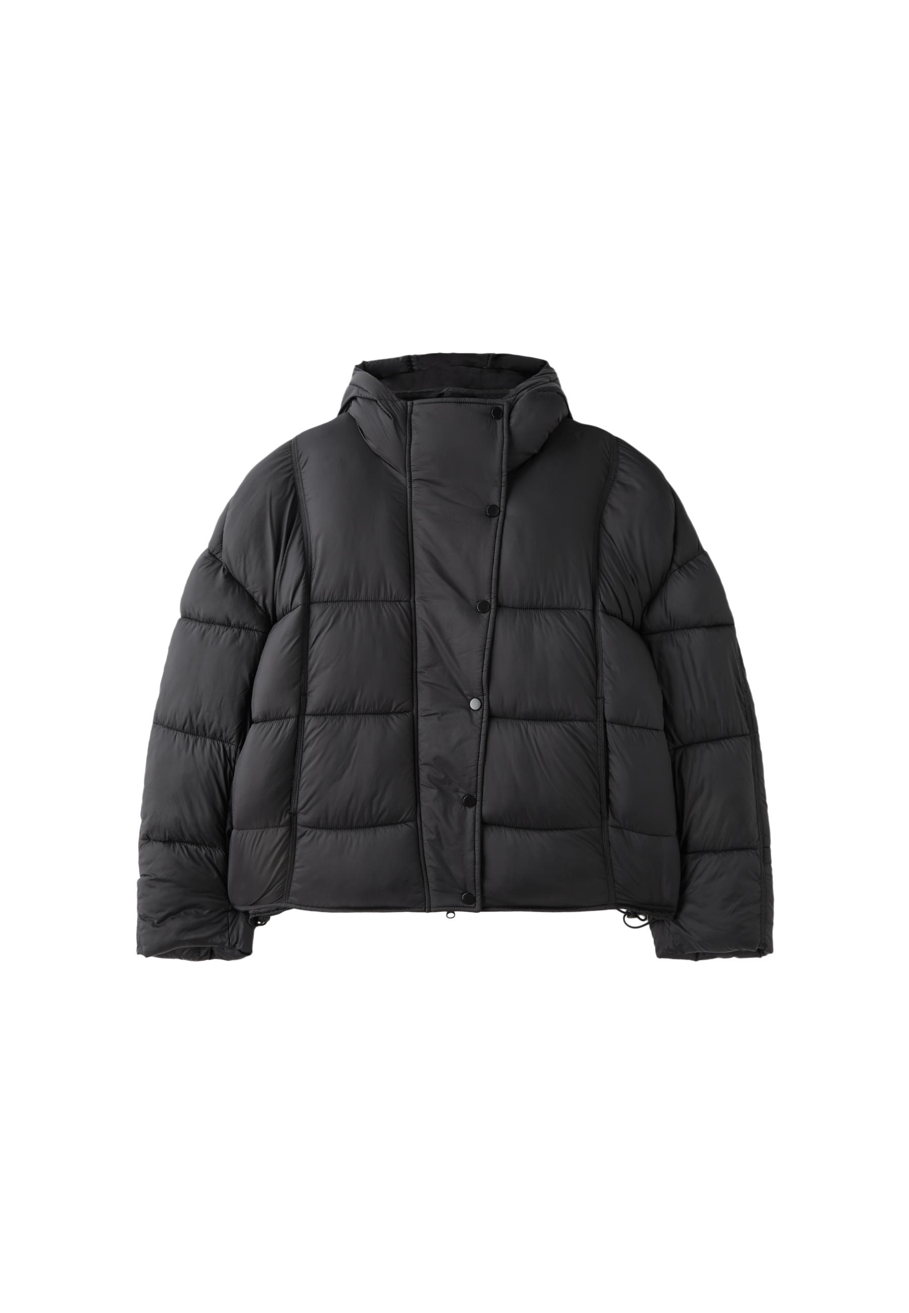 Hooded puffer jacket — Black