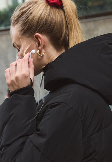 Basic hooded padded jacket — Black 4