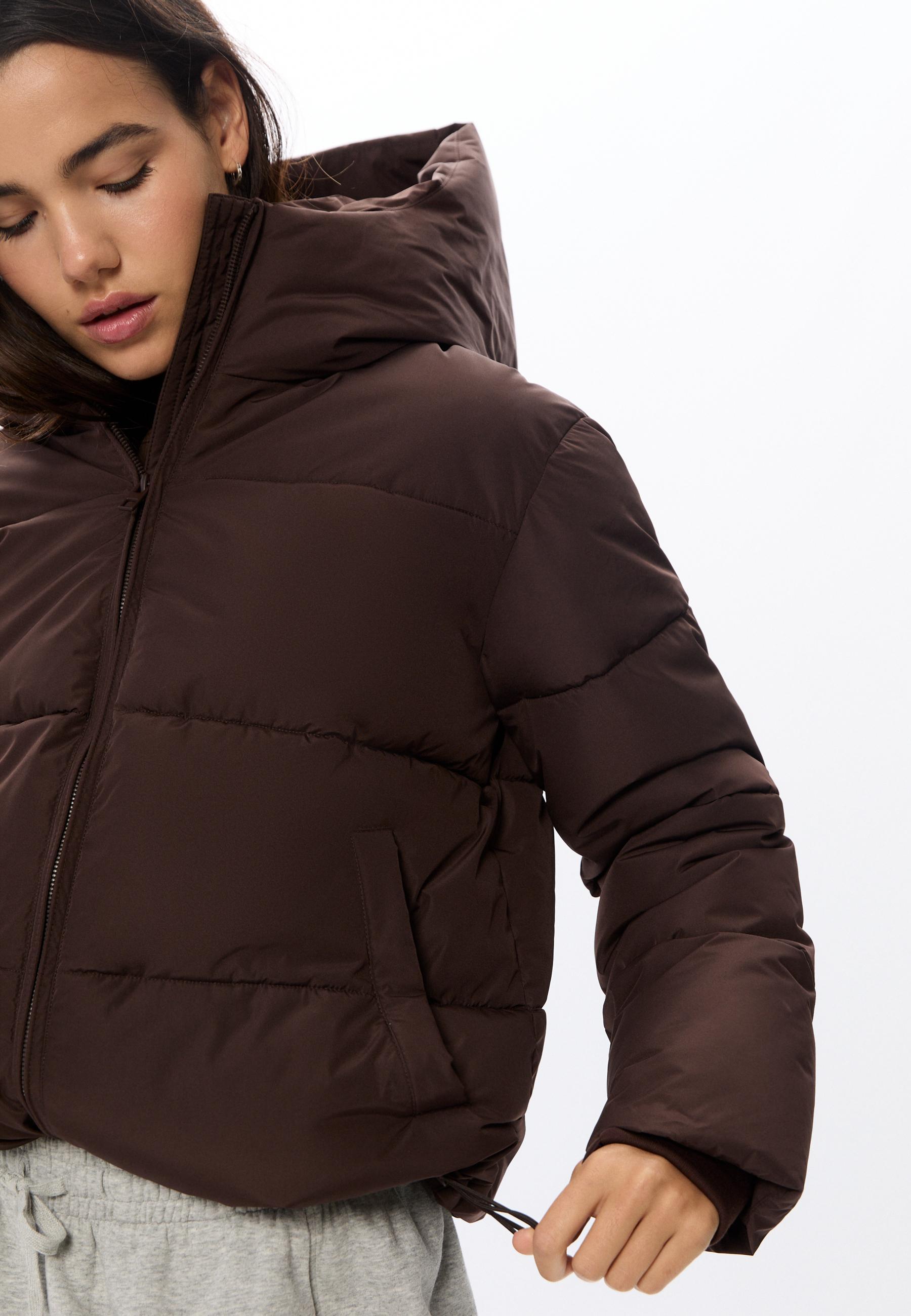 Hooded padded jacket — Brown