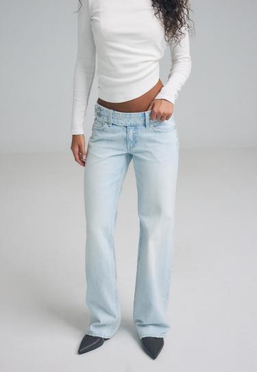 Low-rise straight jeans with hammer waist — LIGHT BLEACH 3