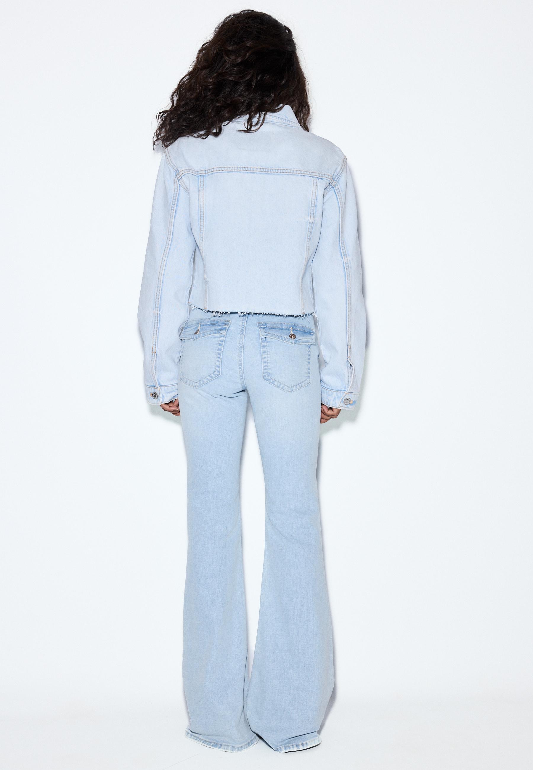 D04 low rise flared jeans — MEDIUM LIGHT BLUE DENIM