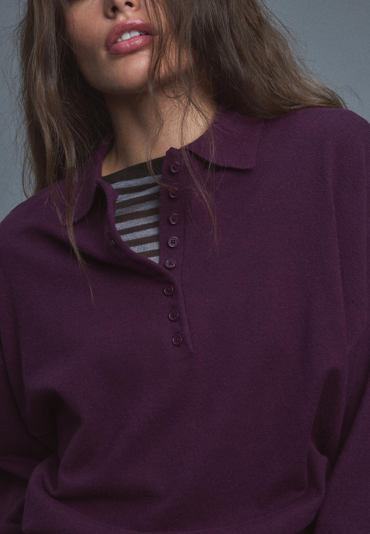 Polo collar knit jumper — Dark purple