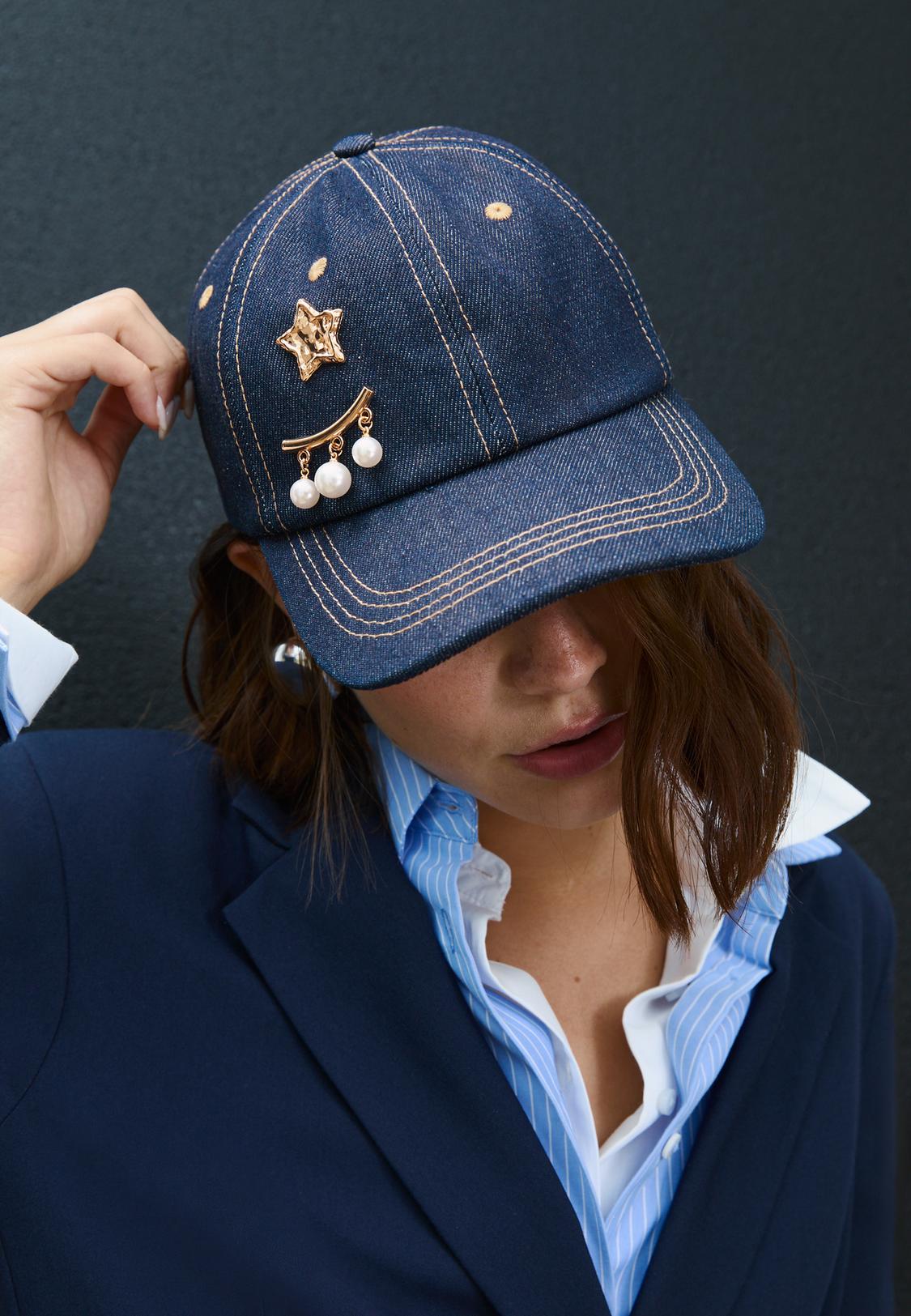 Denim cap with badges - Main Image