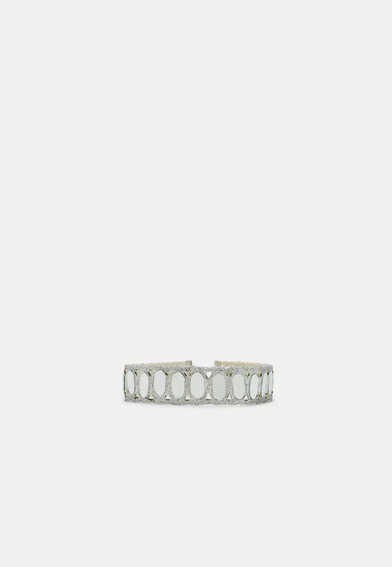 Stradivarius Colier Choker Cu Mini-Oglinzi Gri Os