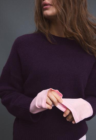 Soft-touch basic knit jumper — AUBERGINE 4