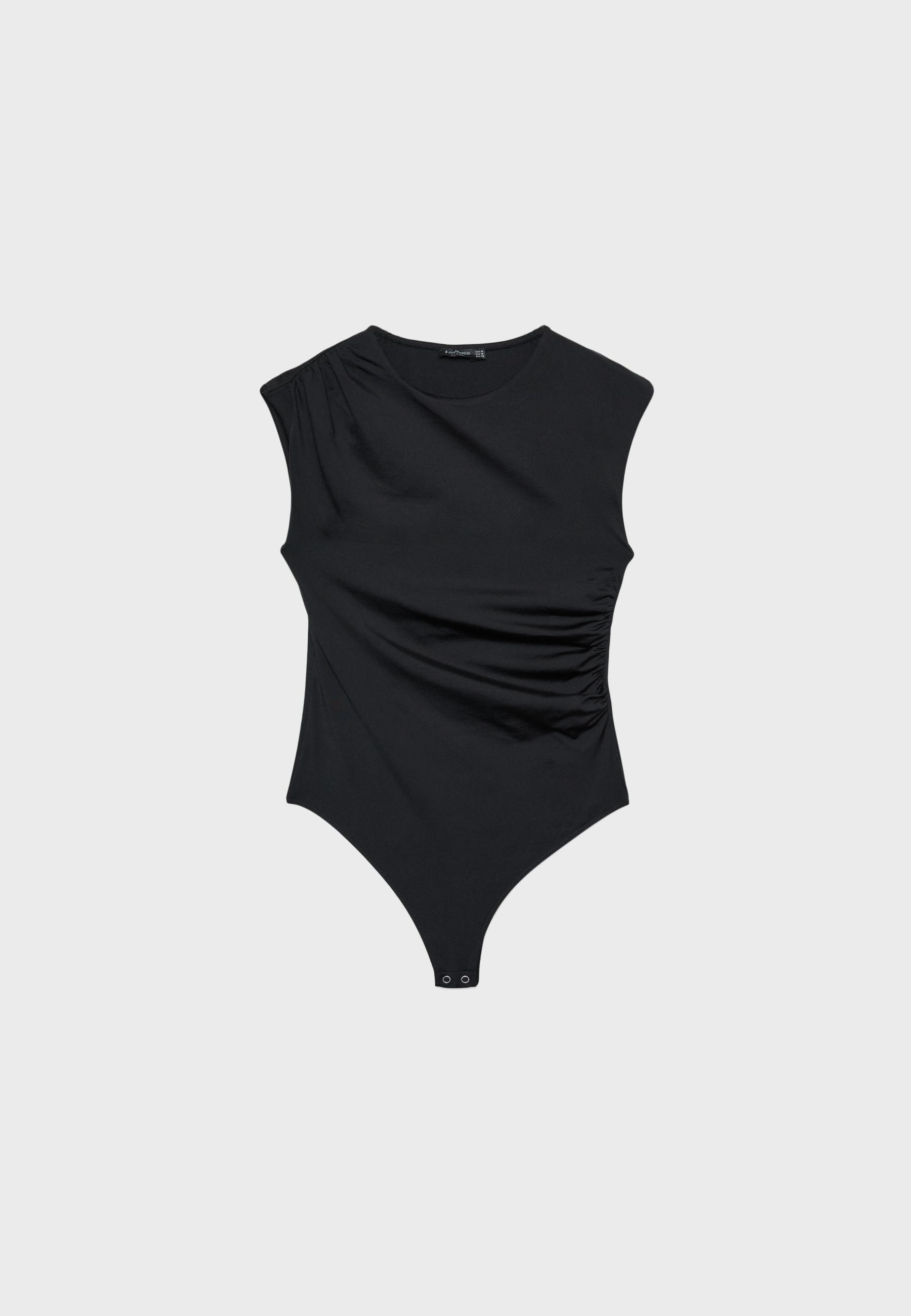 Gathered bodysuit — Black