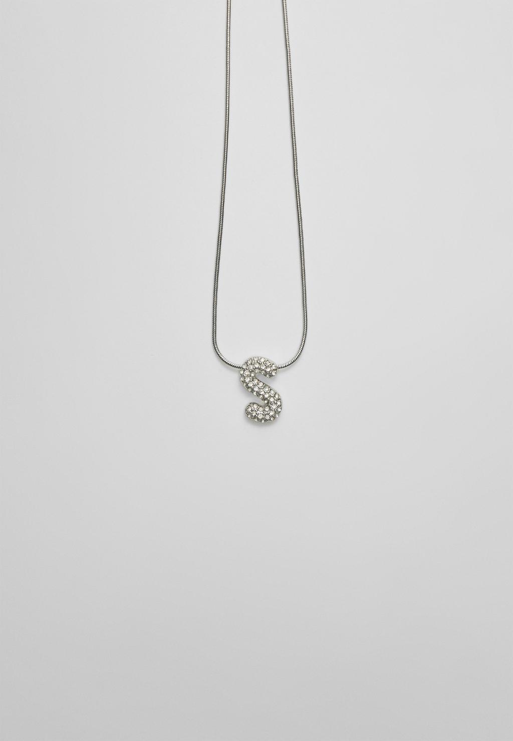 Necklace with rhinestone initial