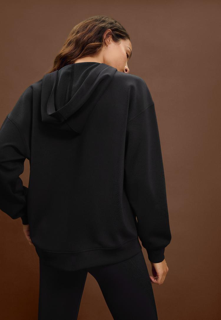 yumusak dokulu oversize kapusonlu sweatshirt