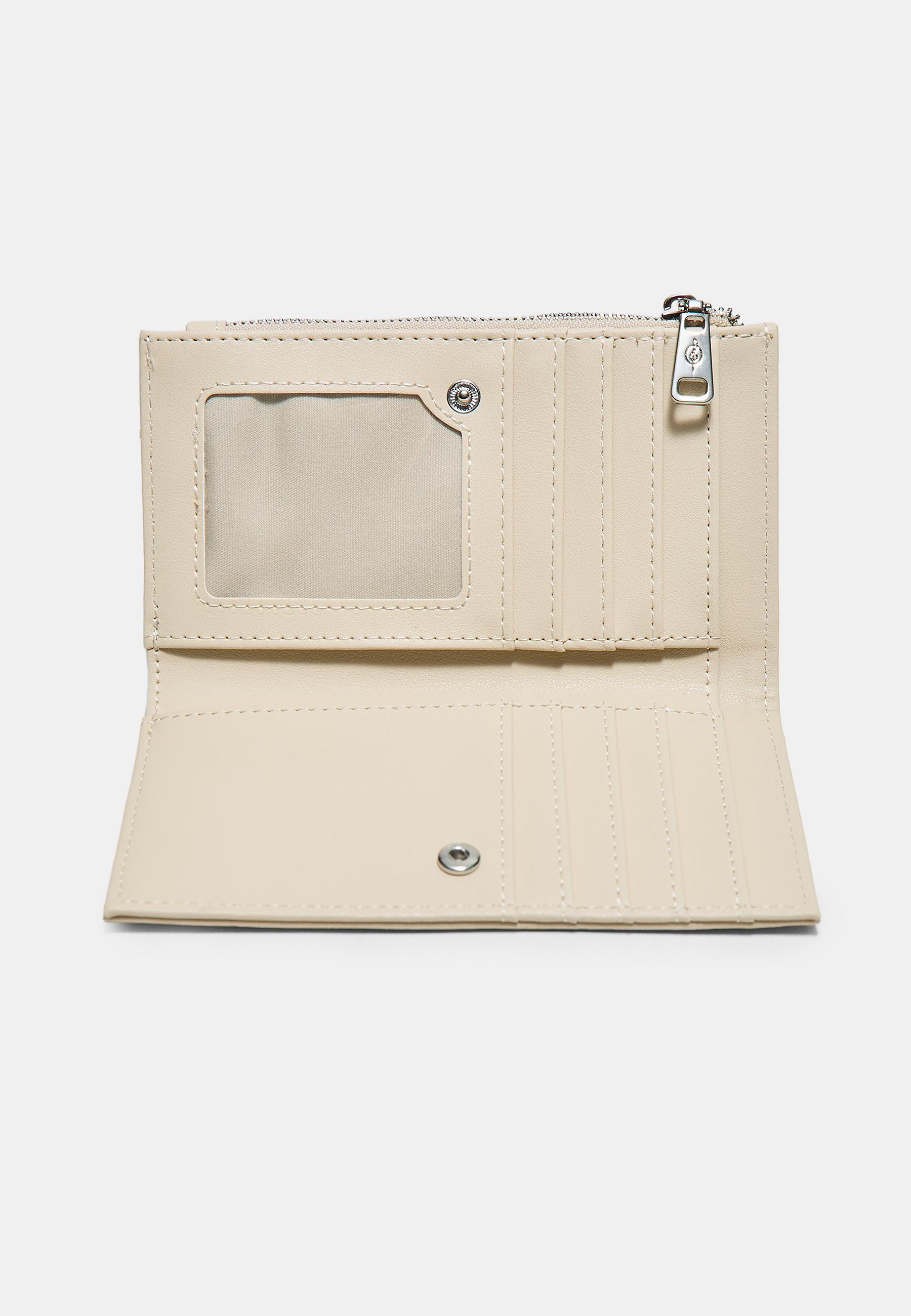 Basic mock croc purse — Ecru