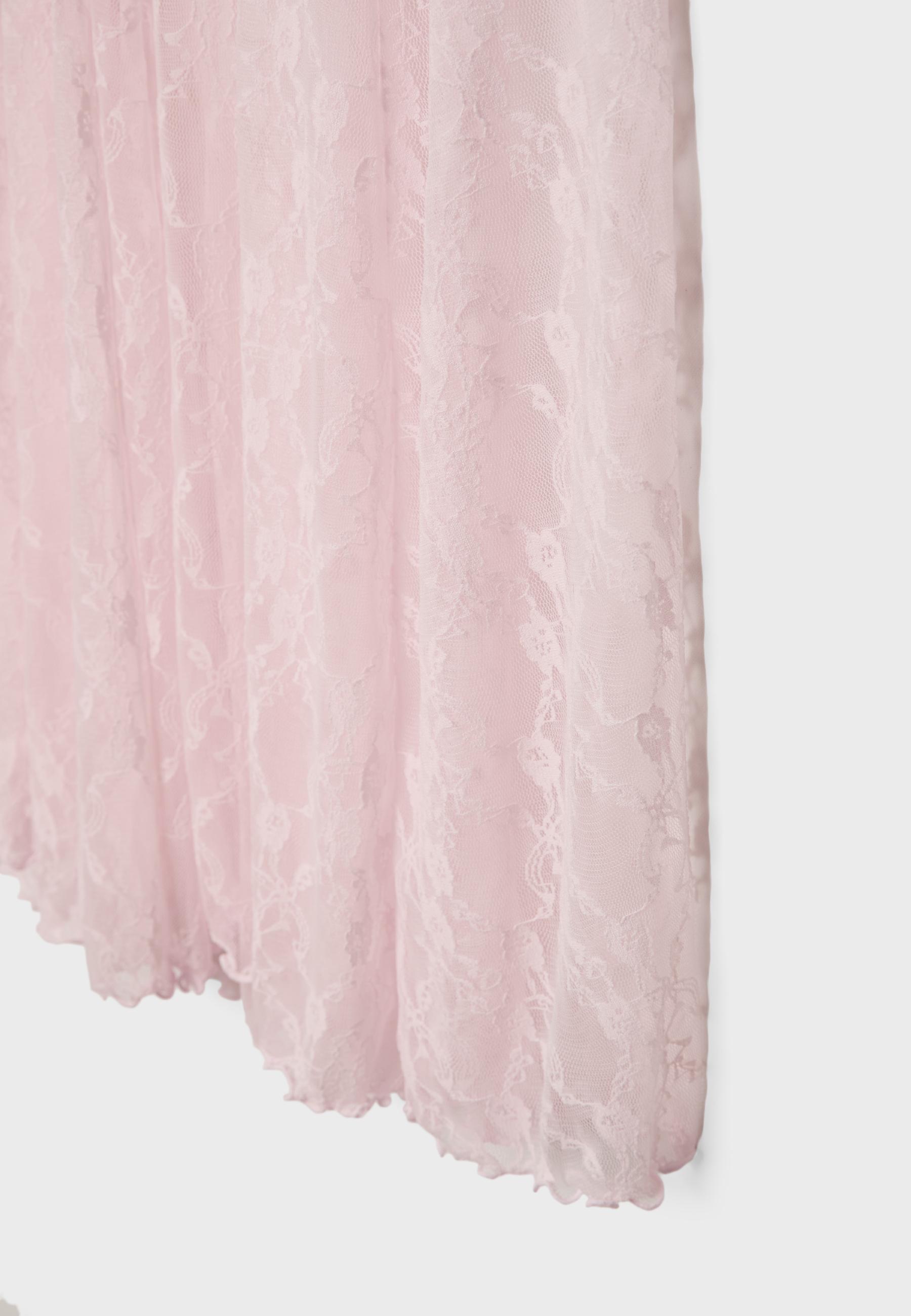 Long lace skirt — Pastel pink