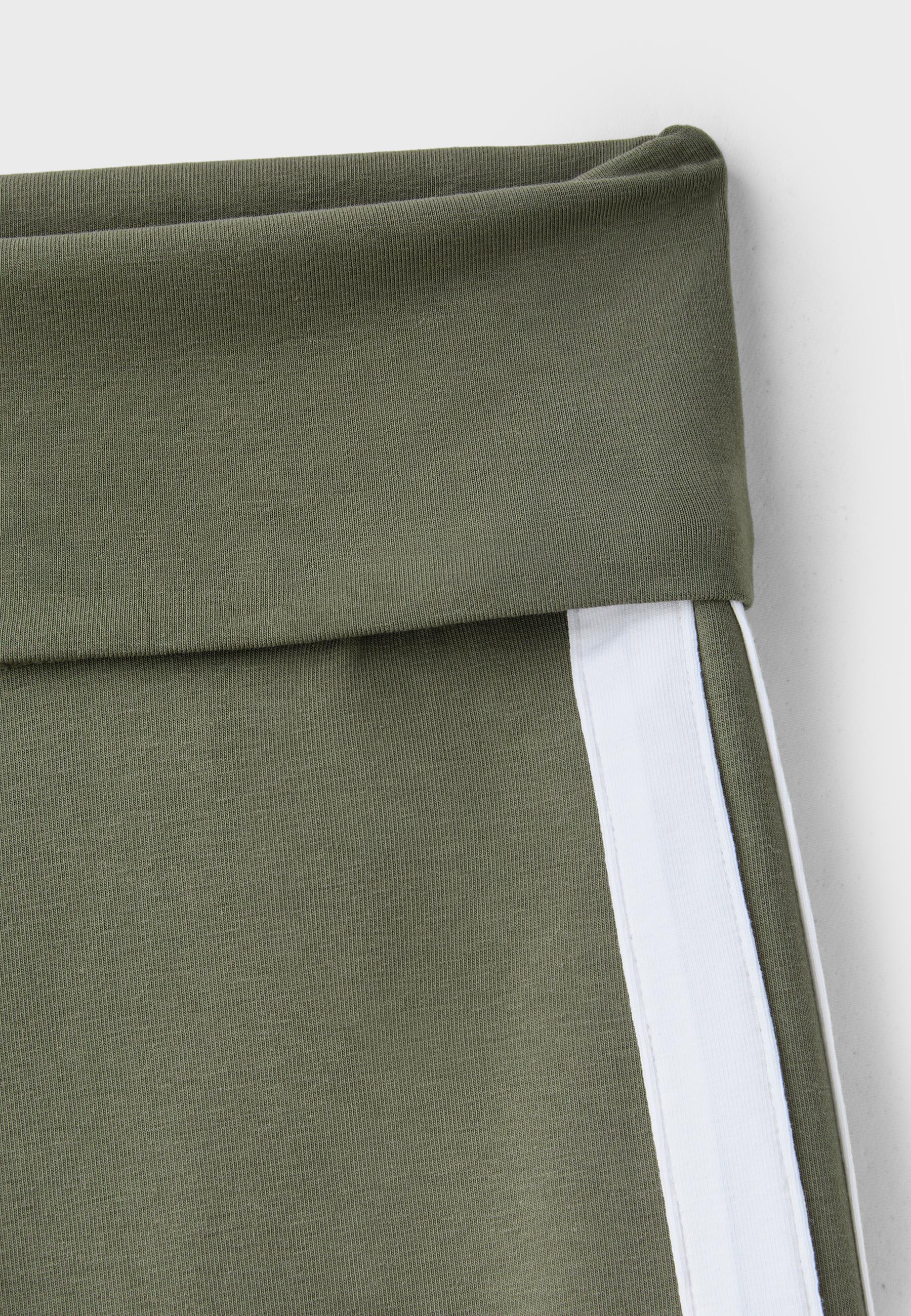 Fold-over waist bell bottom trousers — Khaki
