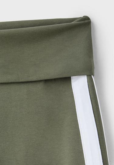 Turn-down waist bell bottom trousers — Khaki 10