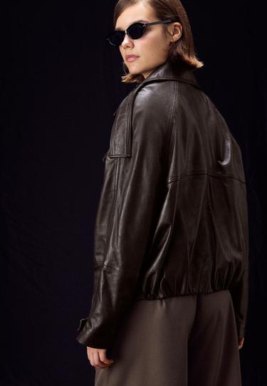 100% leather oversize trench coat — Brown 5
