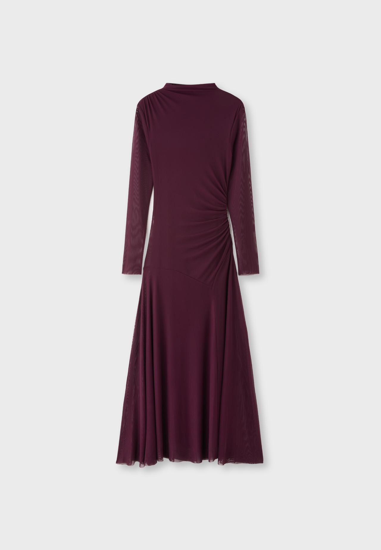 Long sleeve tulle midi dress — Purple