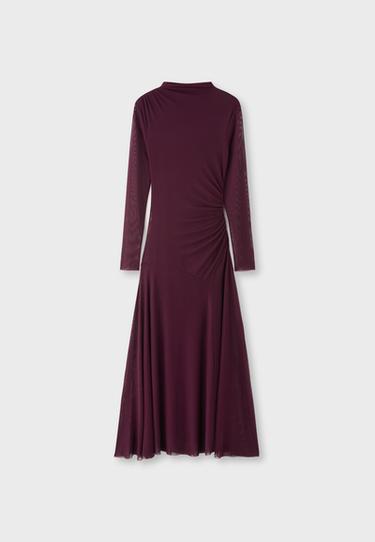 Long sleeve tulle midi dress — Purple 7