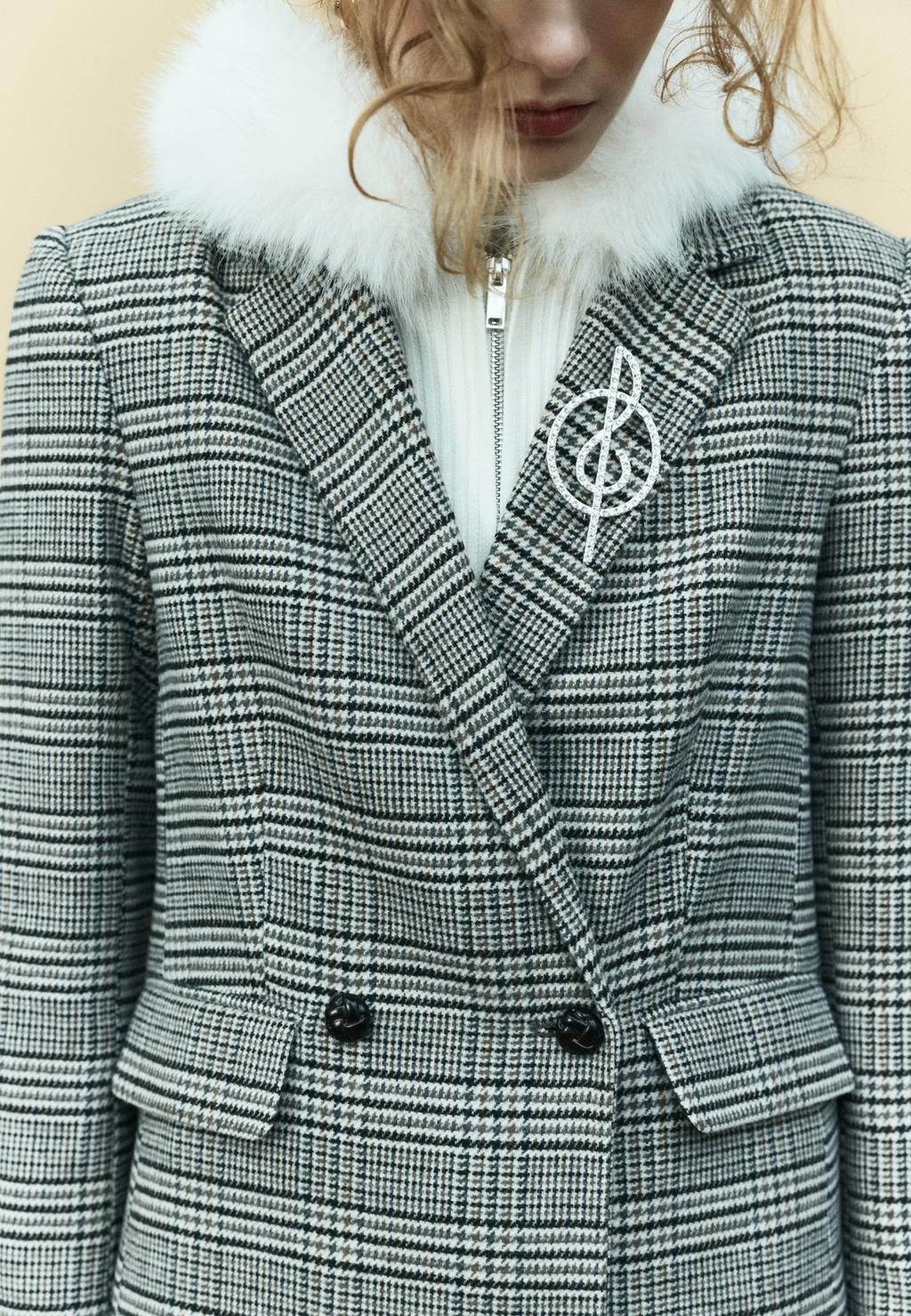 Veste à carreaux coupe droite
