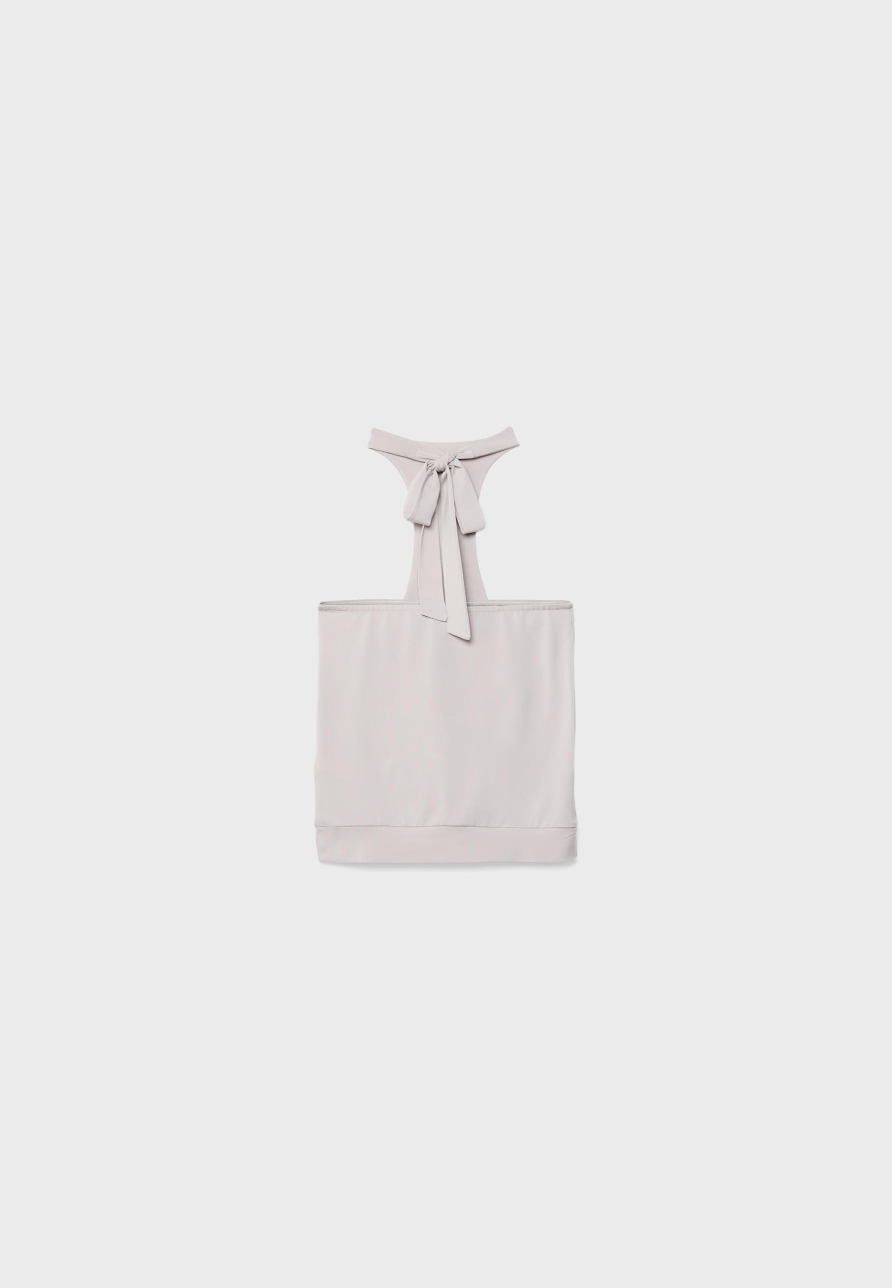 One Dilemma halter top with rhinestones — Mid grey
