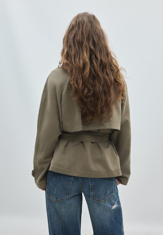 short flowing belted trench coat