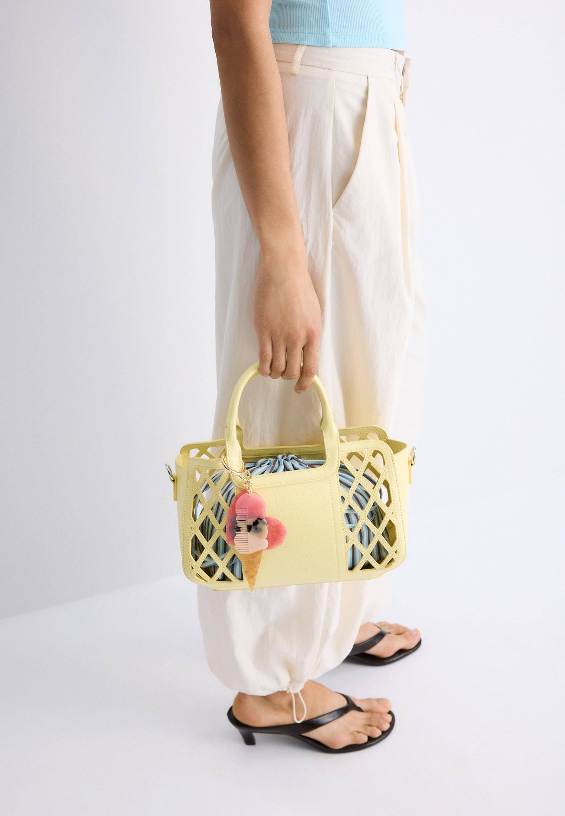 Combined basket tote bag — Gold