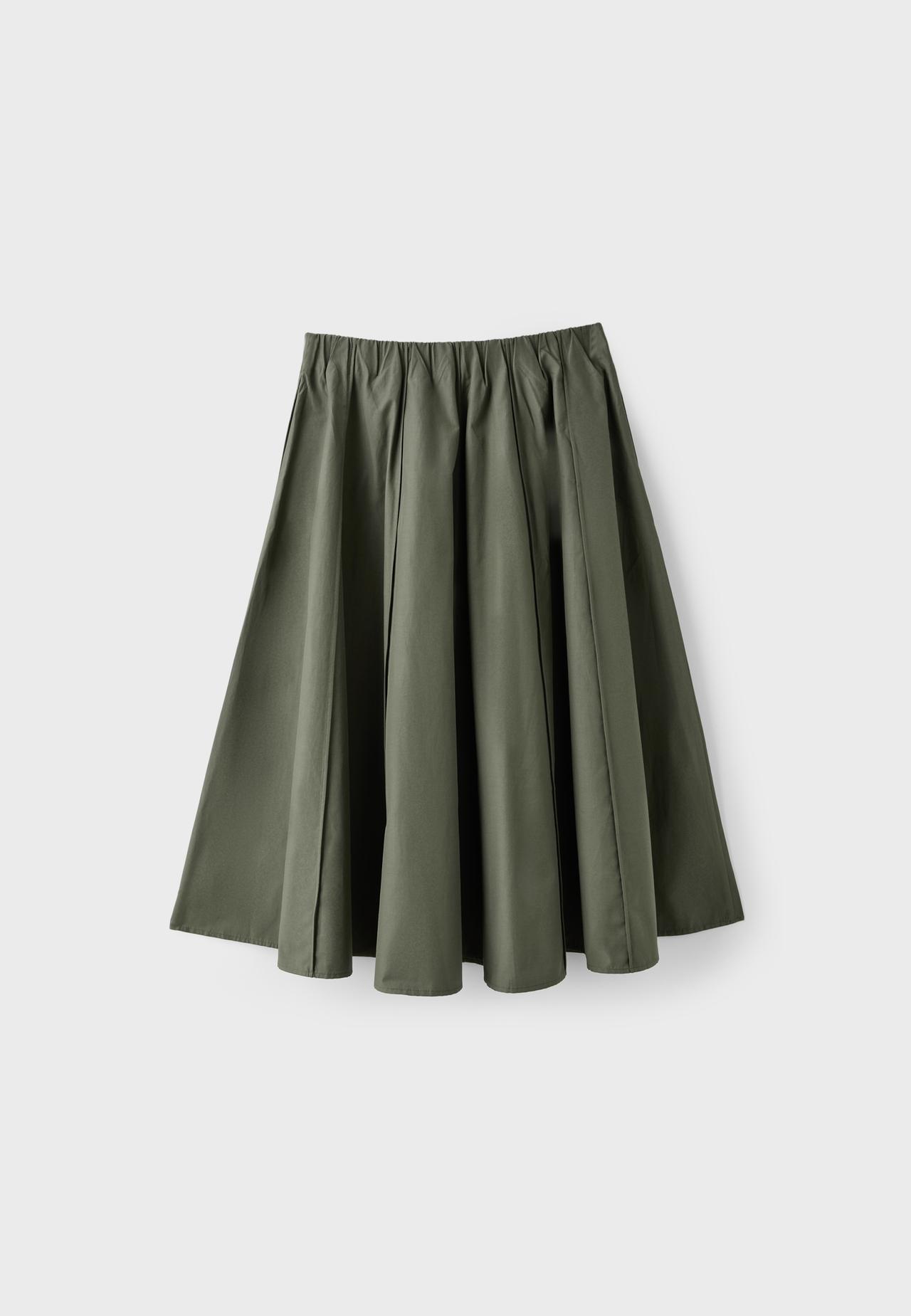 Poplin seam A-line skirt — Khaki